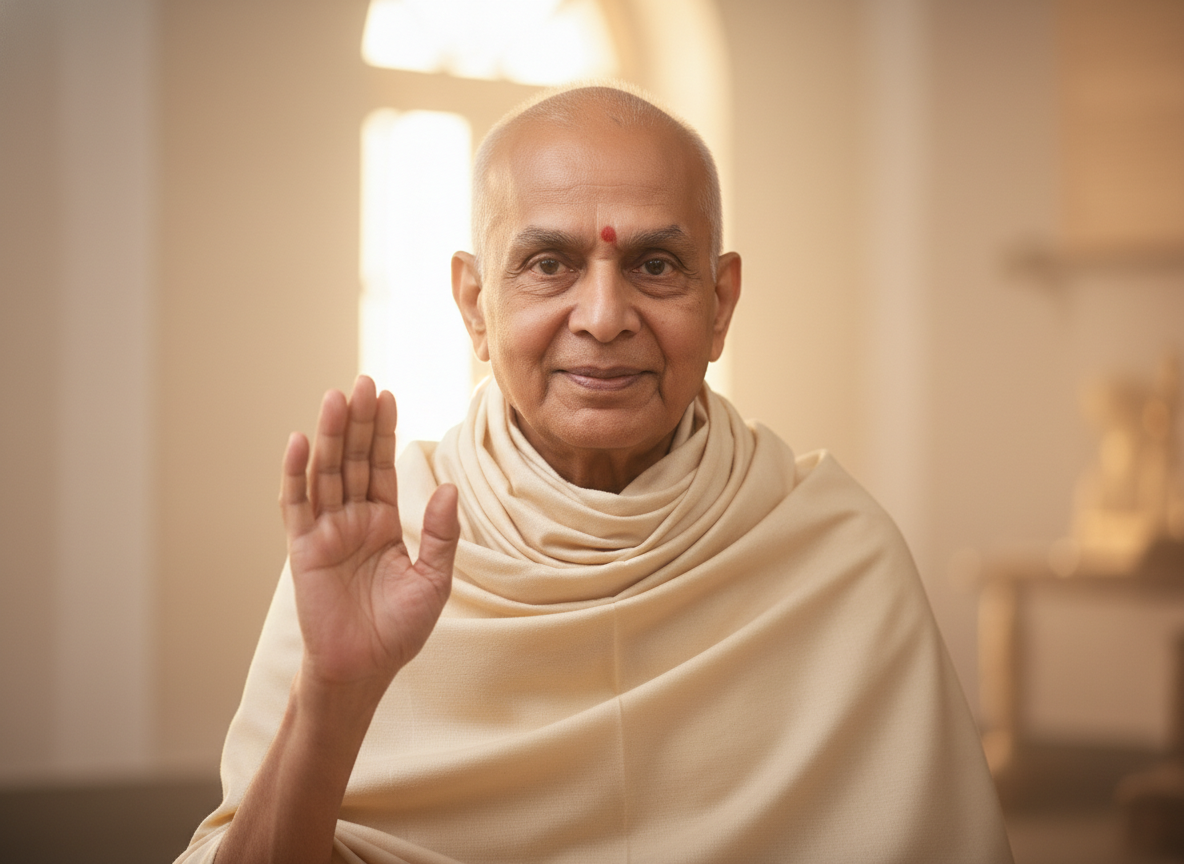 Guruji in Welcoming Blessing Pose