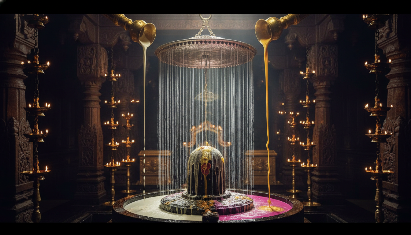 Pure crystal clear Jalaabhisheka ritual detail