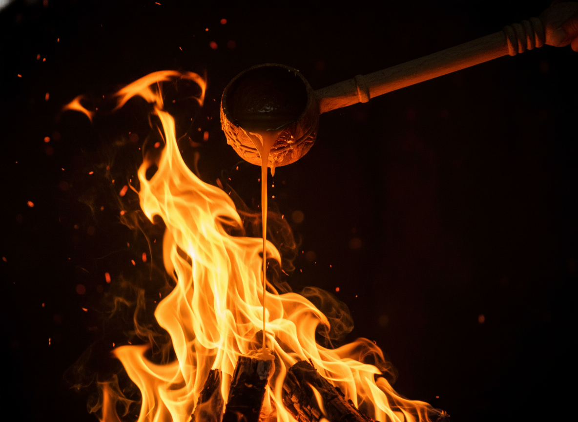 Ahuti - Pouring Ghee into the Blazing Sacred Fire