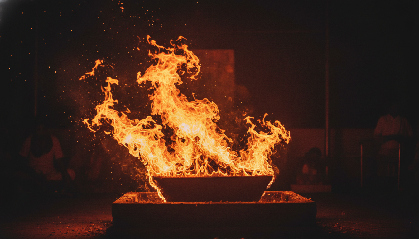 Sacred Vedic Yagna - Blazing Homam Fire at Hreem Peetham